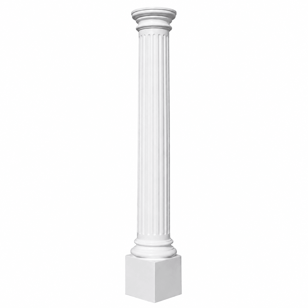 Fluted Freestanding GRP Round Column Gloss White 2495mm Image